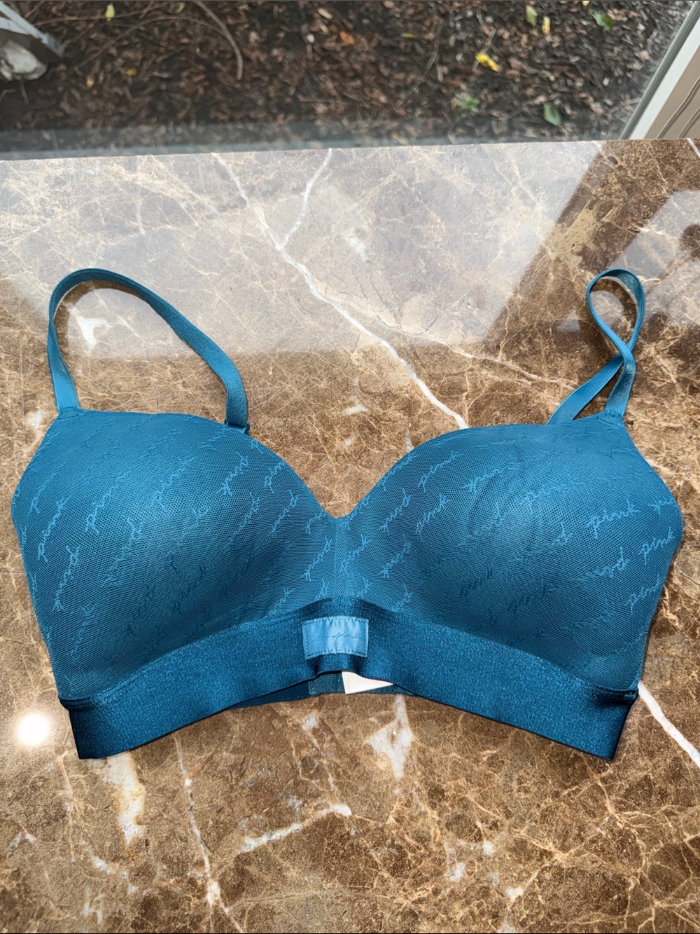 PINK Victoria's Secret Teal Script Seamless Molded Bra
